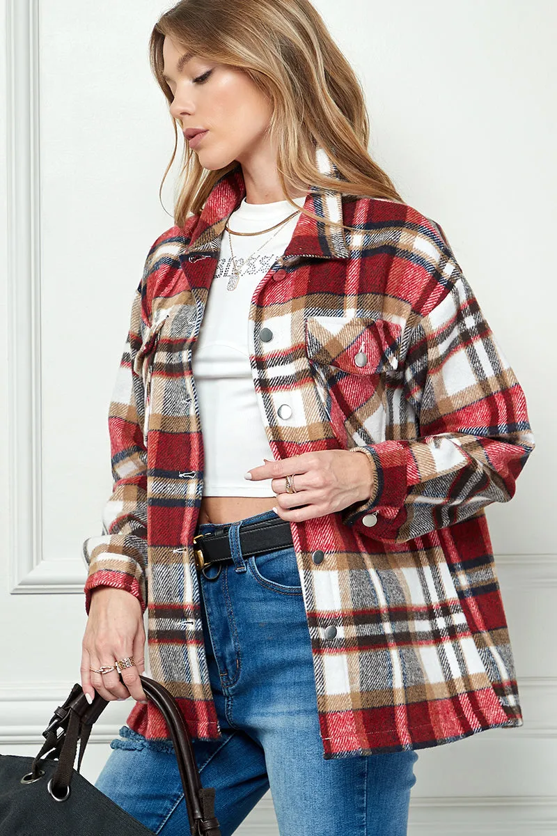 Casual long sleeve plaid shacket