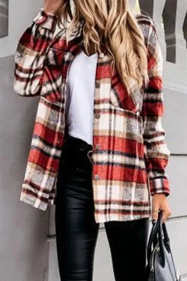 Casual long sleeve plaid shacket