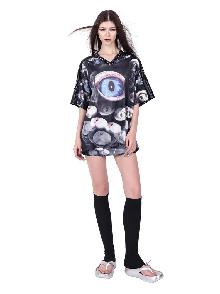Cat-Eyes Horror Nichi Tight A-Line Mini-Skirt