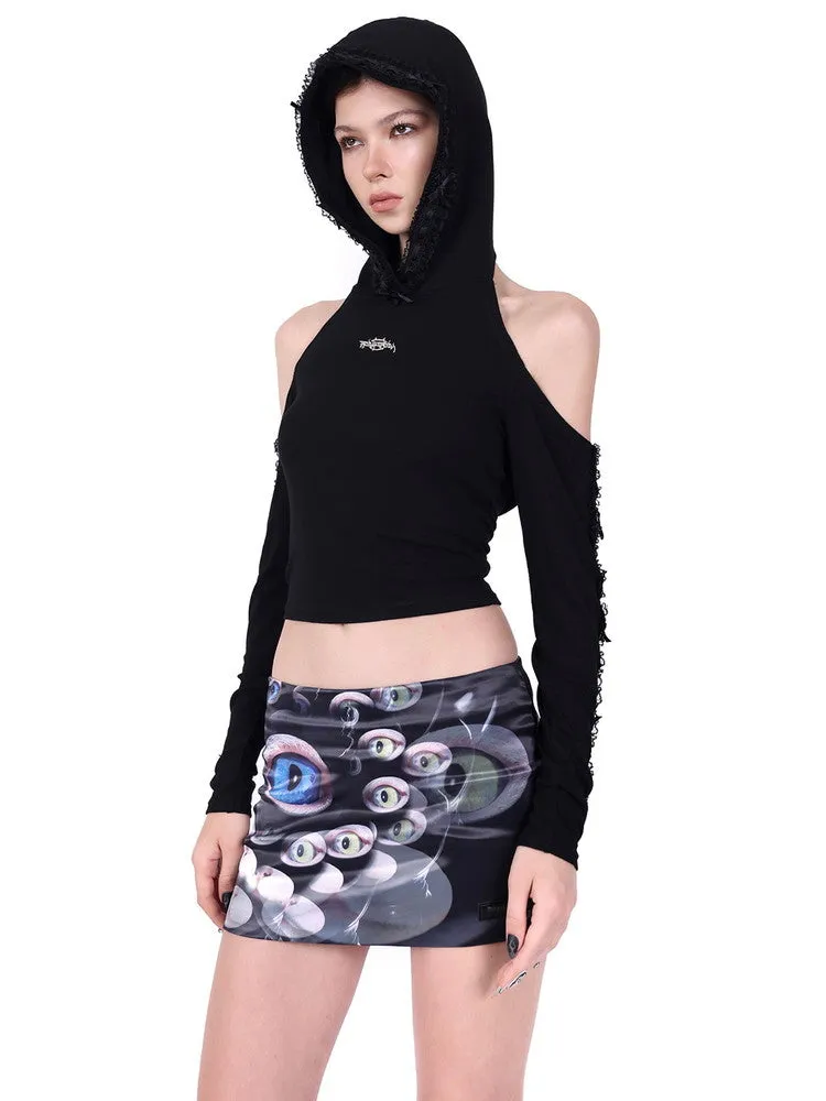 Cat-Eyes Horror Nichi Tight A-Line Mini-Skirt