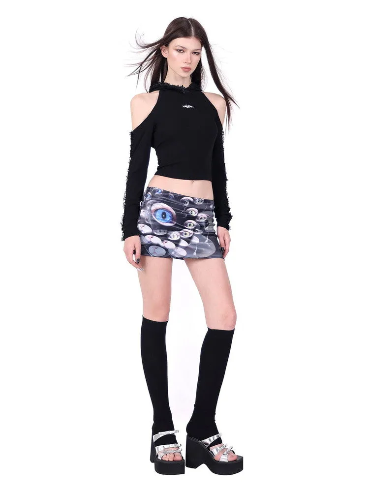 Cat-Eyes Horror Nichi Tight A-Line Mini-Skirt