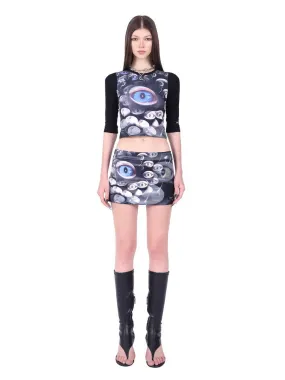Cat-Eyes Horror Nichi Tight A-Line Mini-Skirt