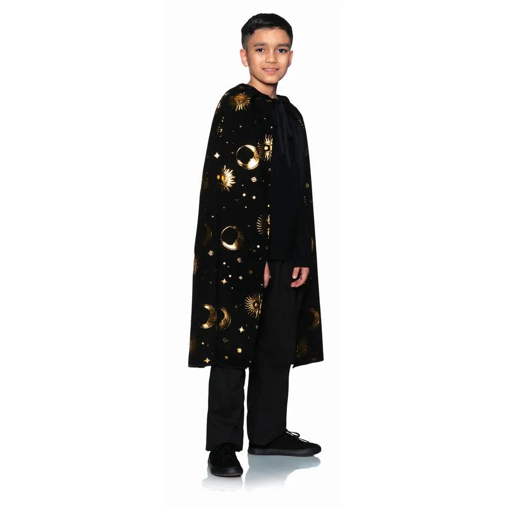 Child Wizard Cape- Black and Gold