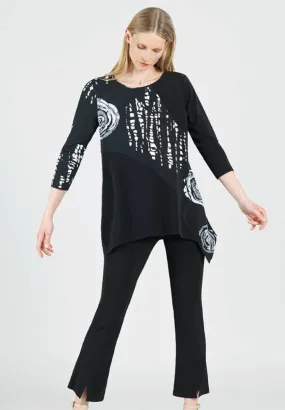 CLARA SUNWOO TU122P Color Block Angle Flow Tunic - Rose Scatter