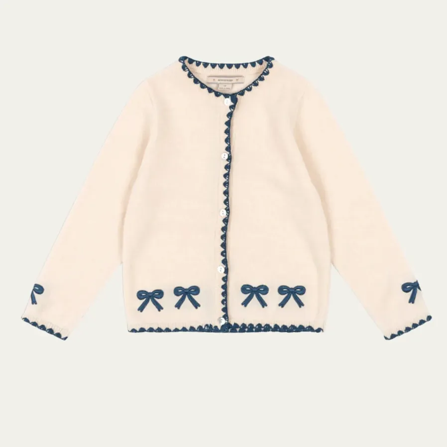 Collette Embroidered Bow Knit Cardigan