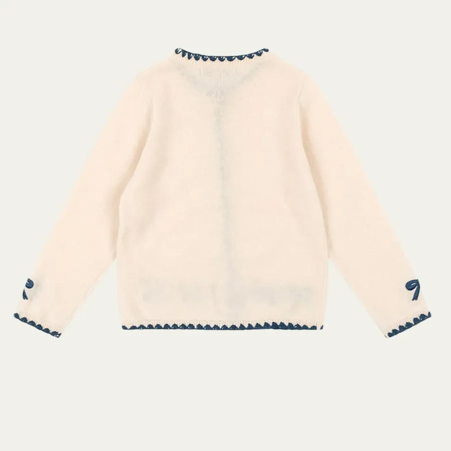 Collette Embroidered Bow Knit Cardigan