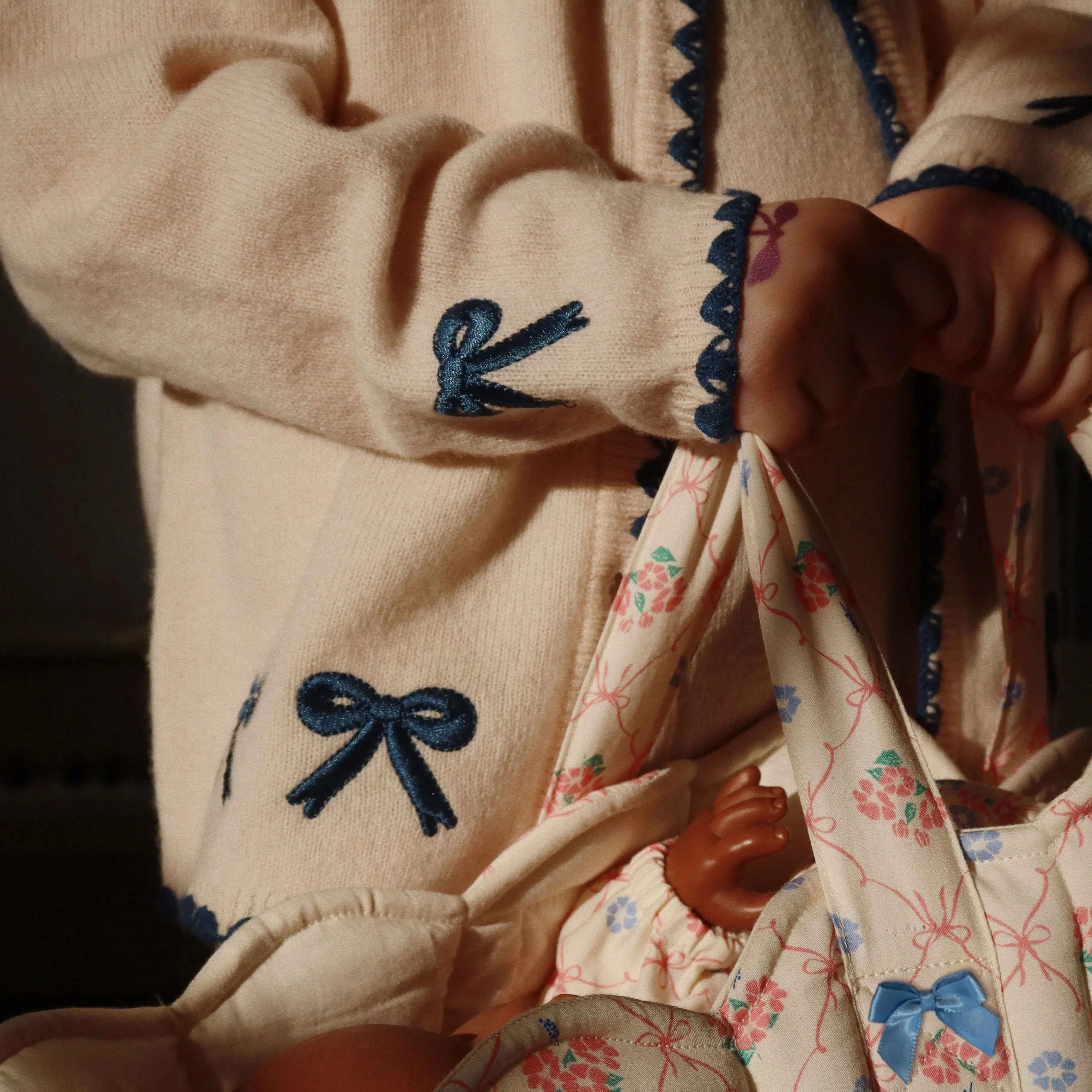 Collette Embroidered Bow Knit Cardigan