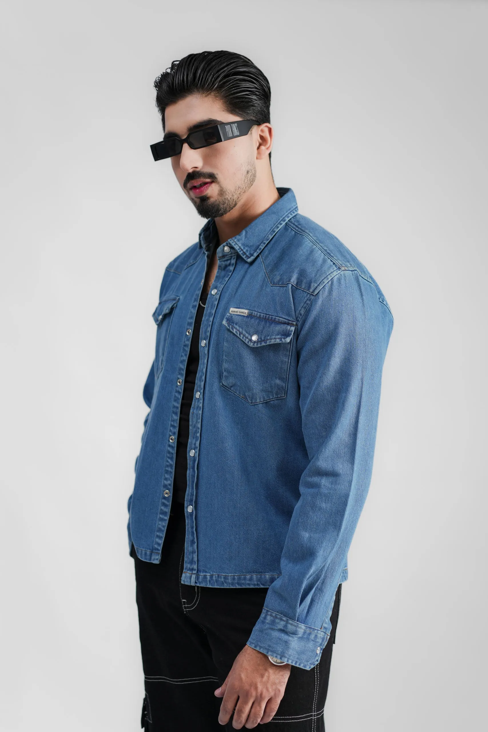 Cropped Denim Shirt DP Blue (DS04)