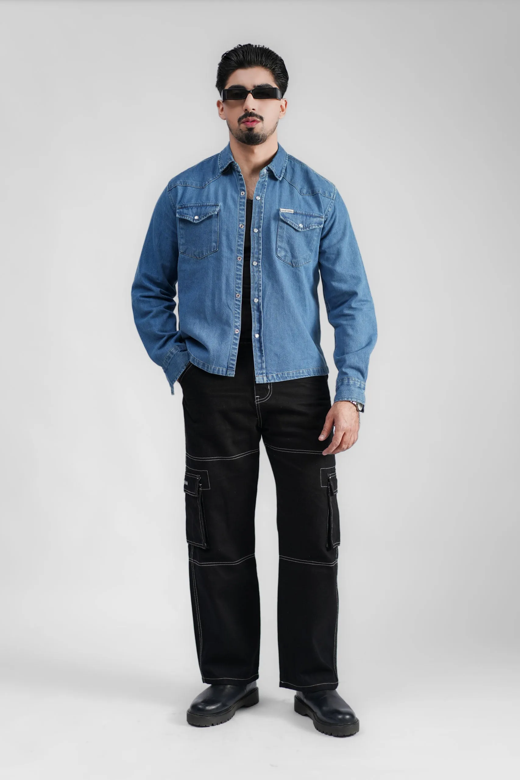 Cropped Denim Shirt DP Blue (DS04)