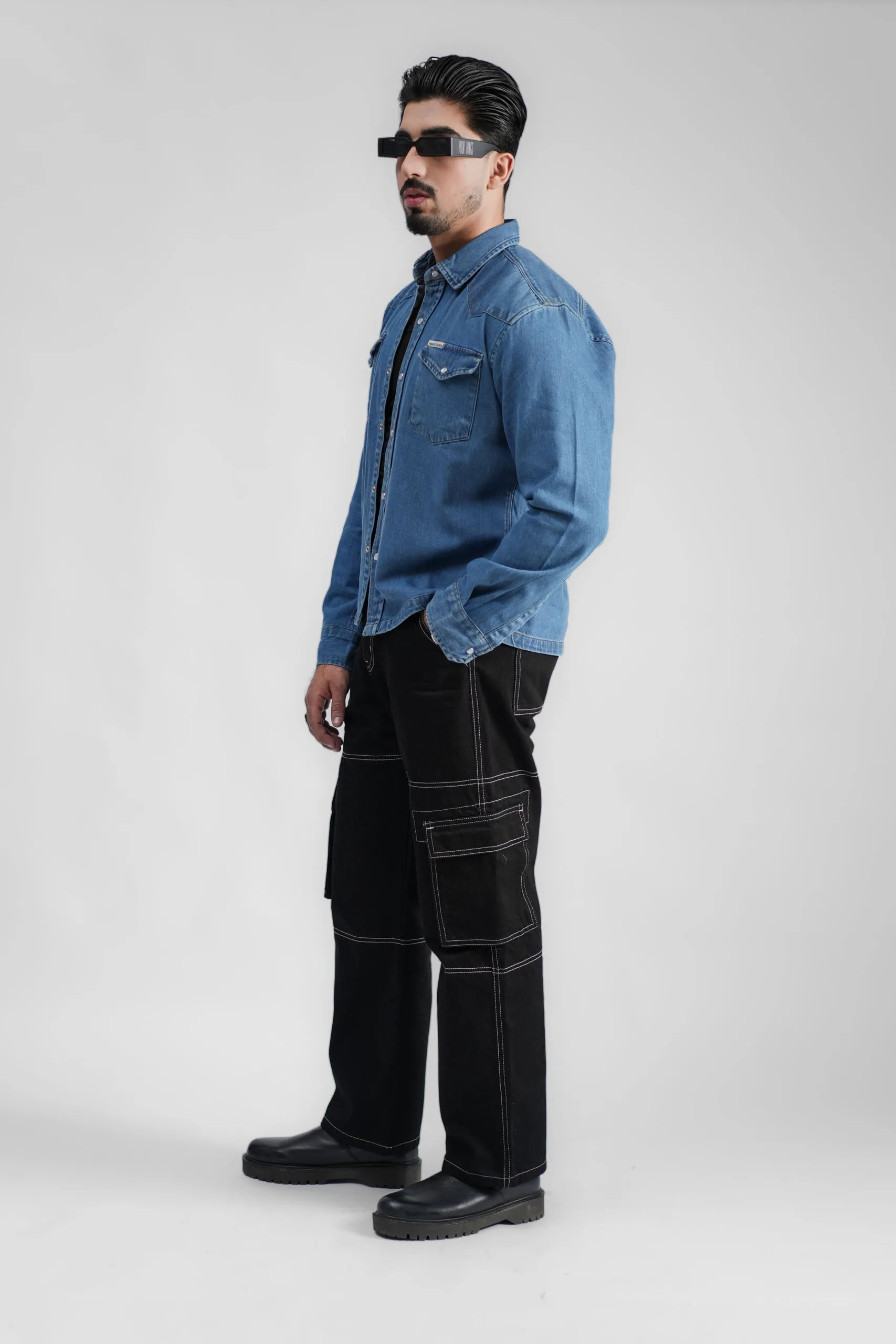 Cropped Denim Shirt DP Blue (DS04)
