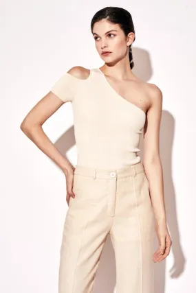Deluc Natural Wezen Ribbed Knit Off the Shoulder Top