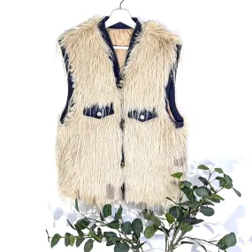 Denim gilet with special luxe faux fur (L)