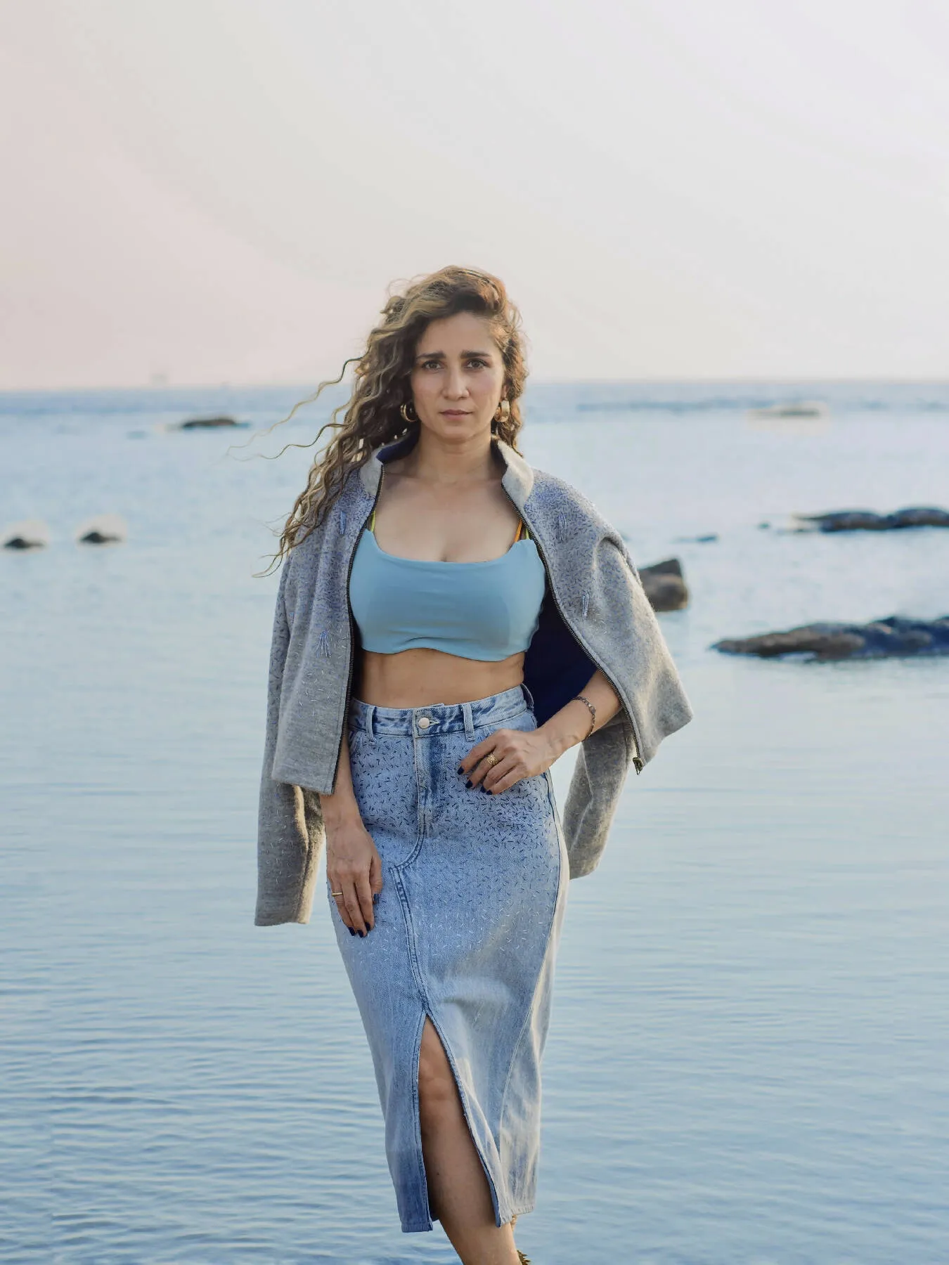 Denim Midi Scatter Skirt