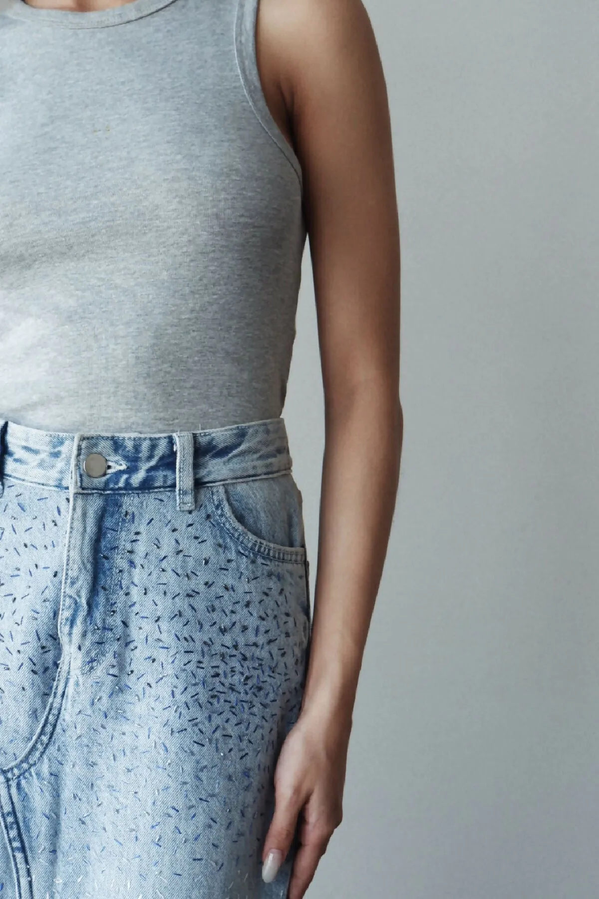 Denim Midi Scatter Skirt