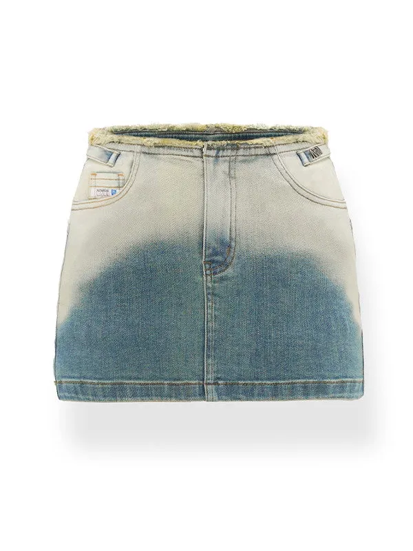 Denim Tight Gradation Nichi Nicni Mini-Skirt