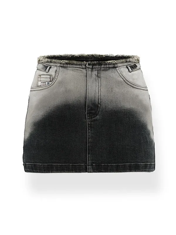 Denim Tight Gradation Nichi Nicni Mini-Skirt