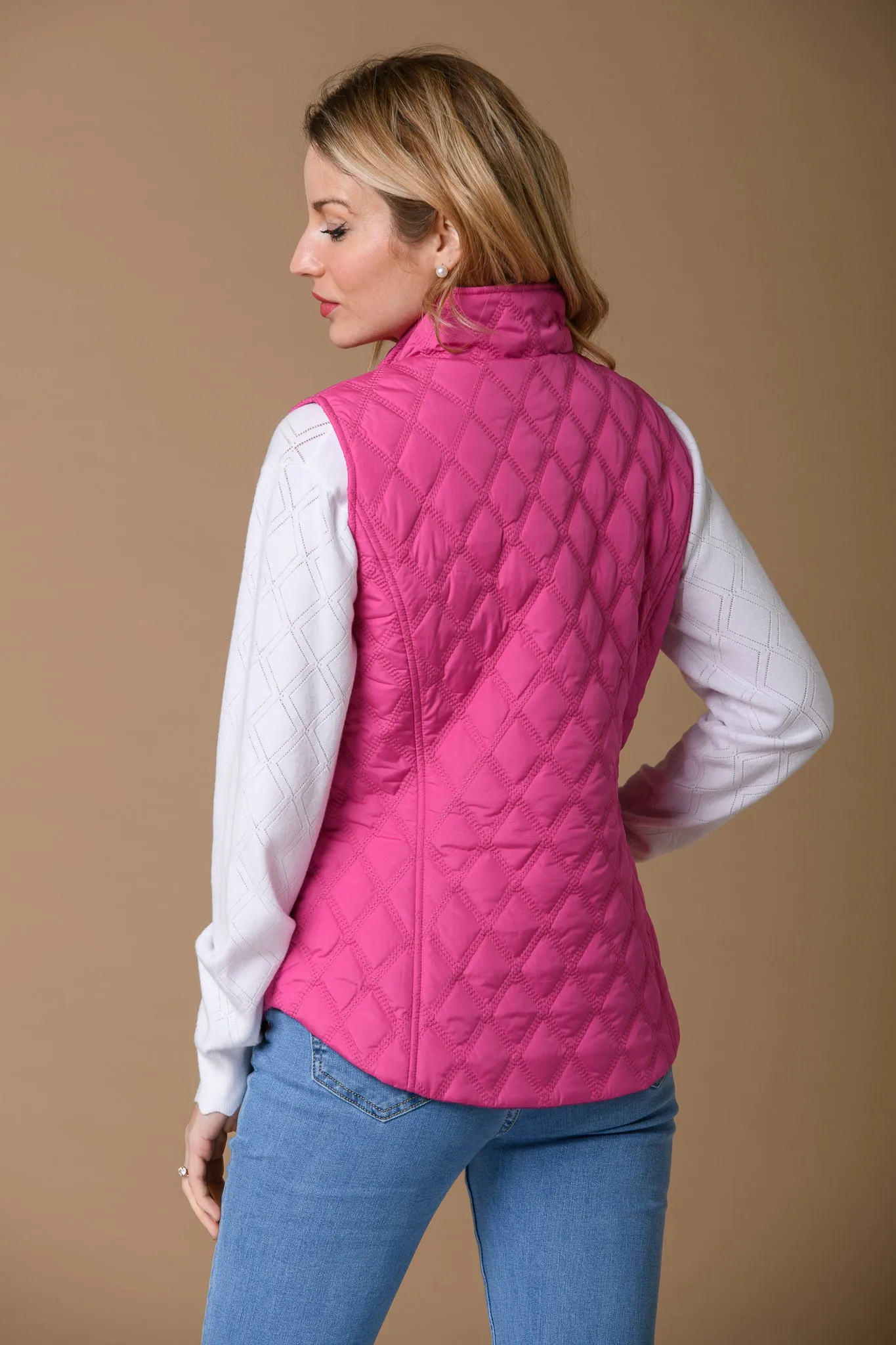 Double Diamond Gilet - Pink