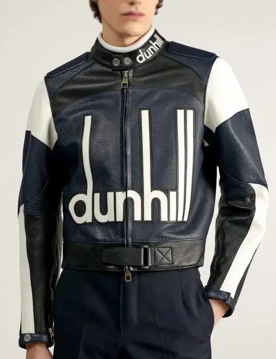 Dunhill Leather Jacket Motorcycle Causal Unisex Cowhide Leather