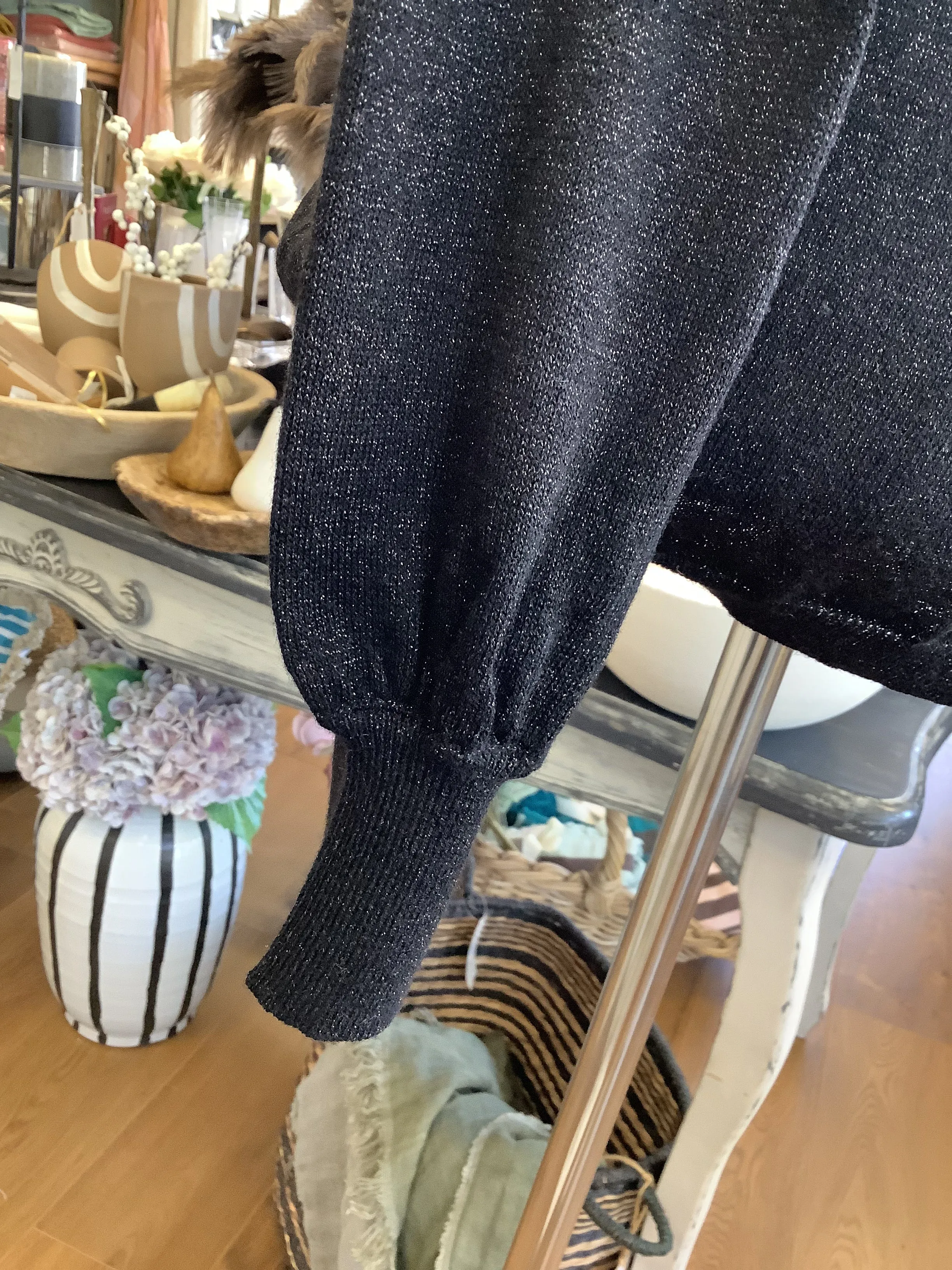 Electra Knit Top - Black Metallic