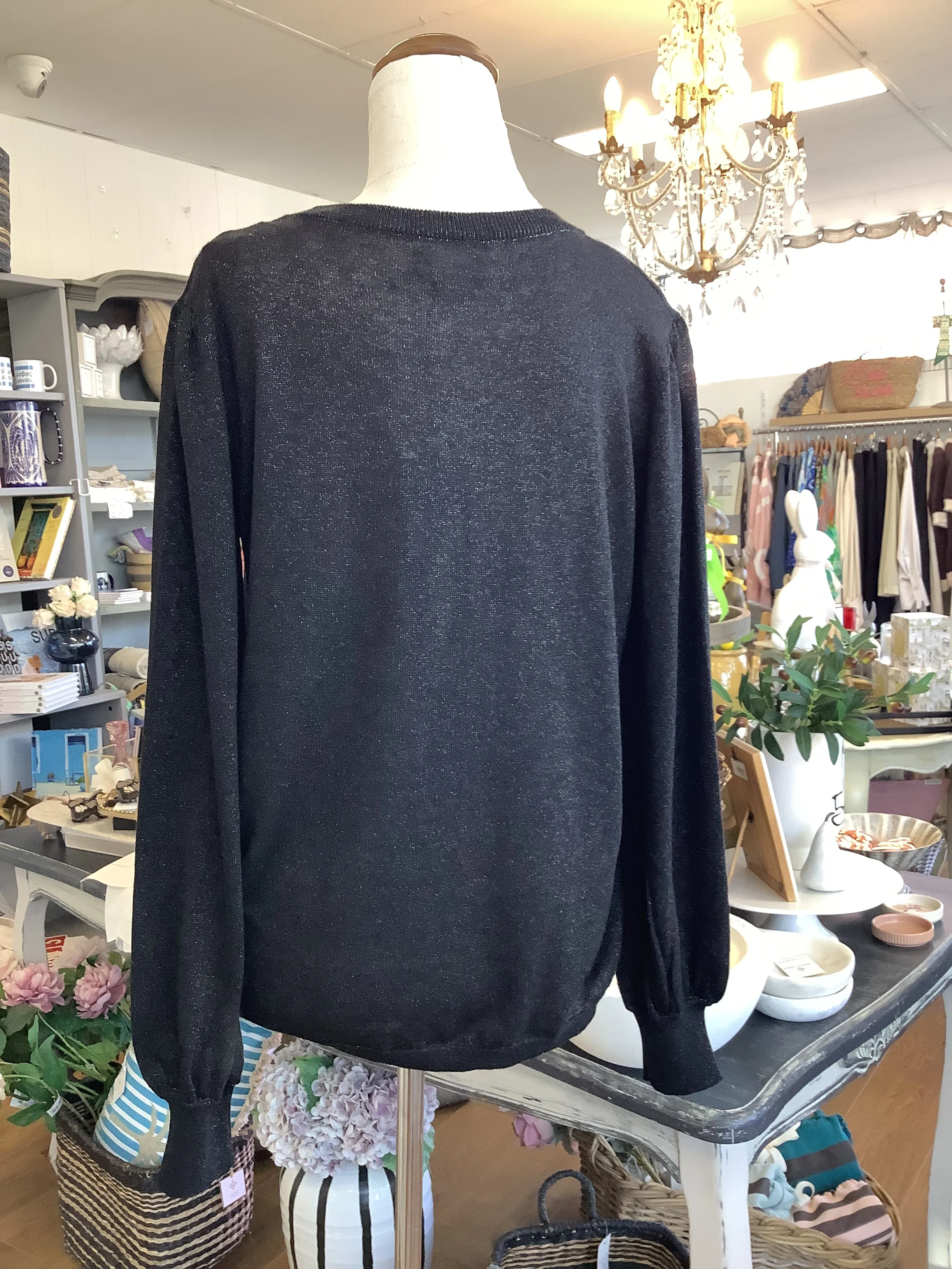 Electra Knit Top - Black Metallic