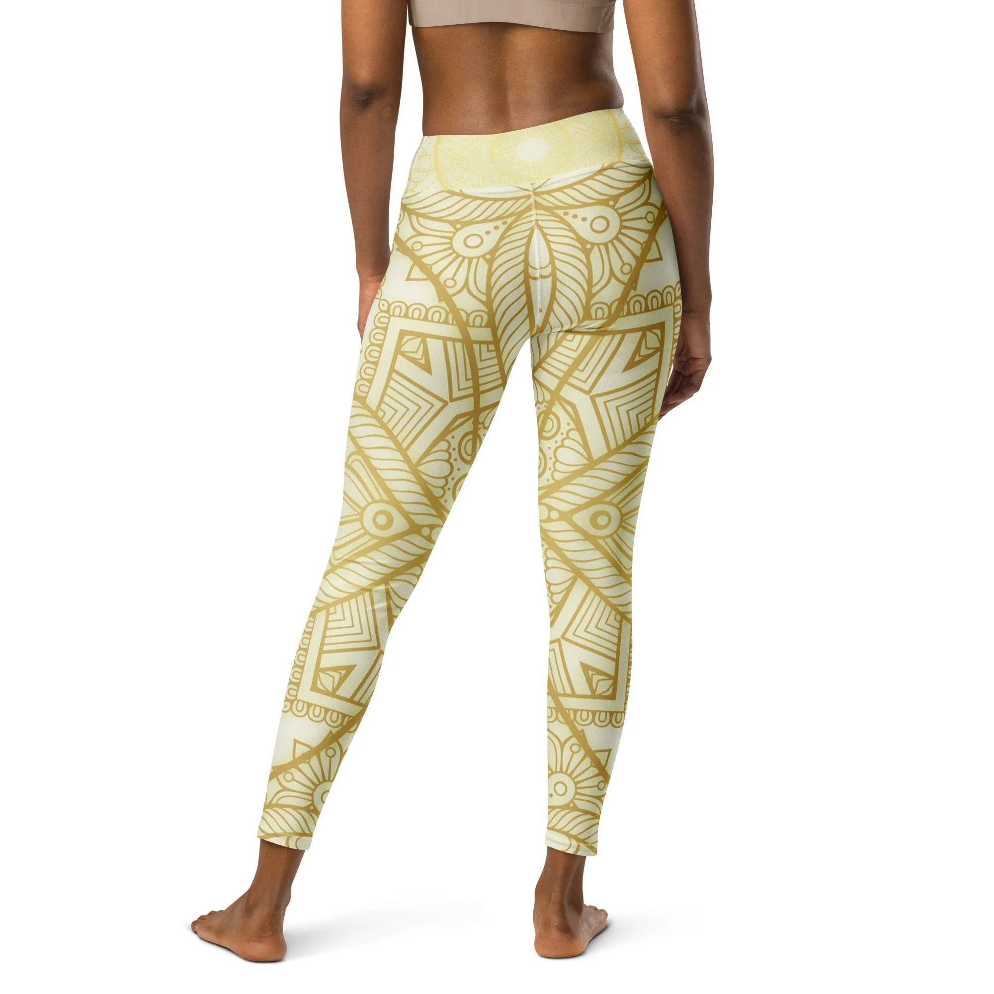 Elegant Gold Geometric Yoga Leggings, lioness-love