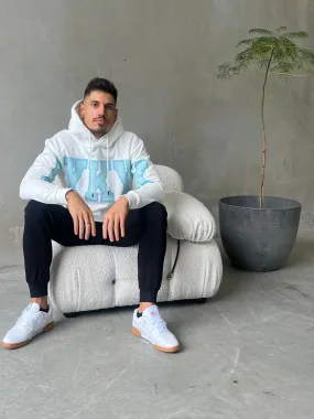 Embellished Hoodie - Pure White/Glacier Blue
