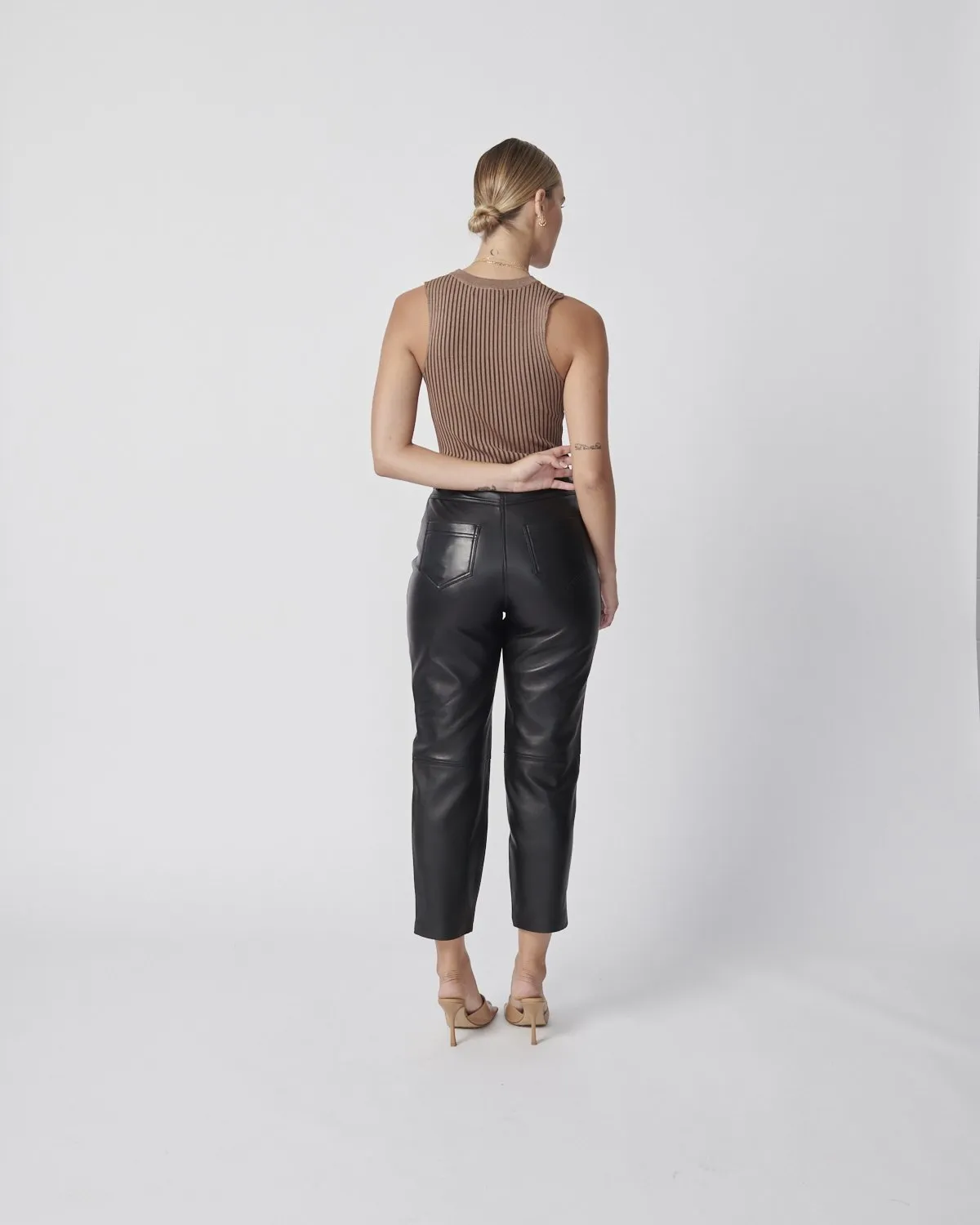 Ena Pelly Contrast Knit Tank - Tonal Tan