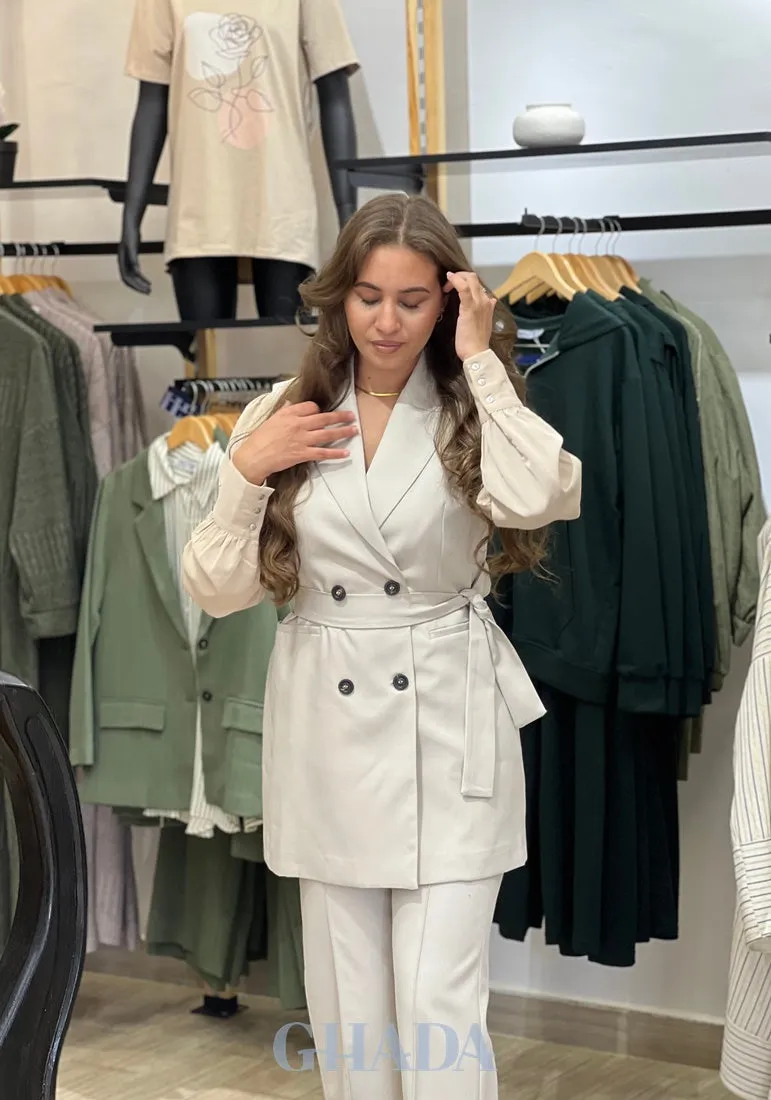 Ensemble gilet - pantalon en beige