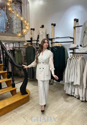 Ensemble gilet - pantalon en beige