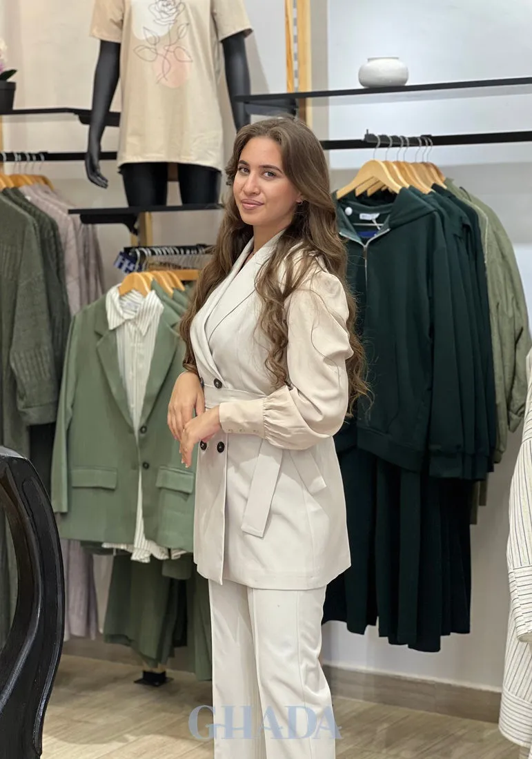Ensemble gilet - pantalon en beige