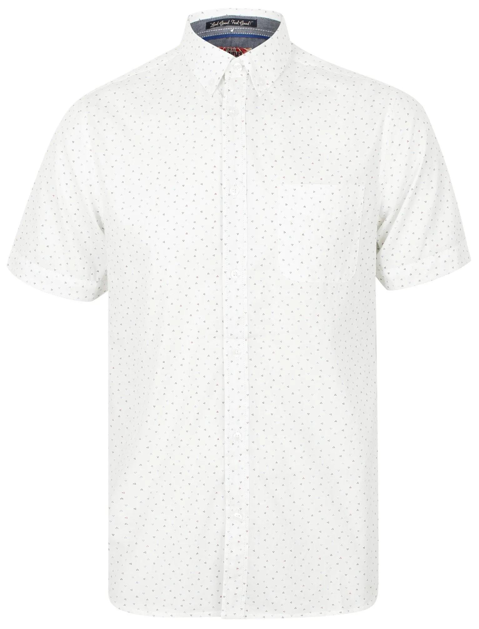 Fallbrook Triangle Print Short Sleeve Cotton Shirt In White - Tokyo Laundry
