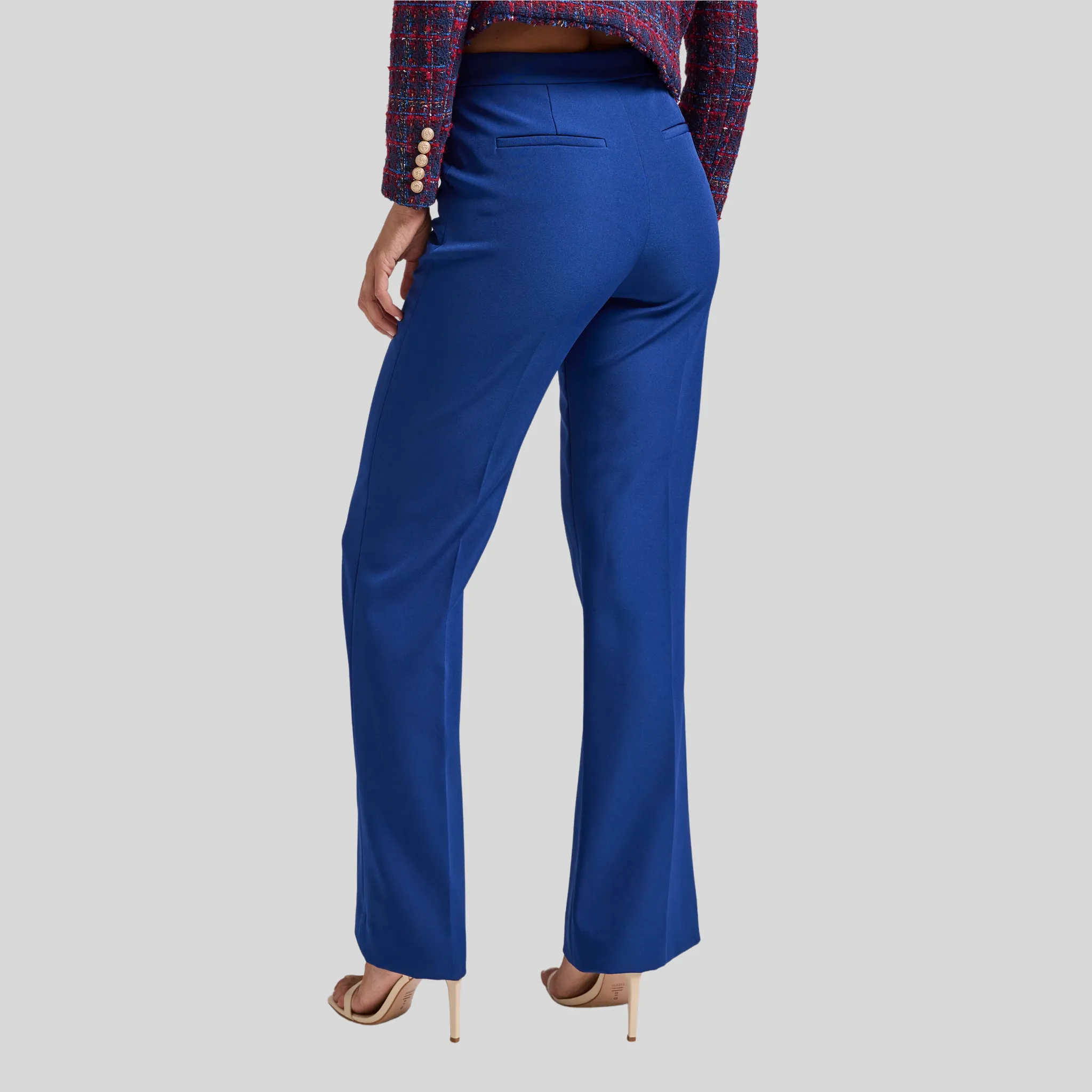 Flared Crepe Pants - Navy