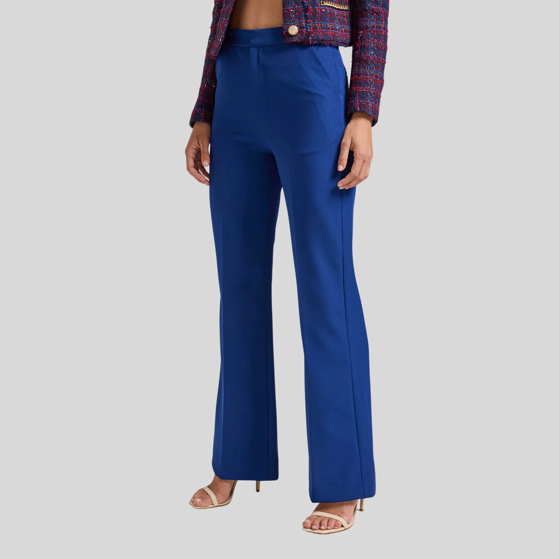 Flared Crepe Pants - Navy