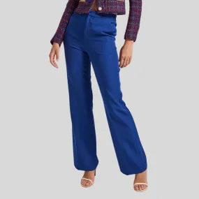 Flared Crepe Pants - Navy