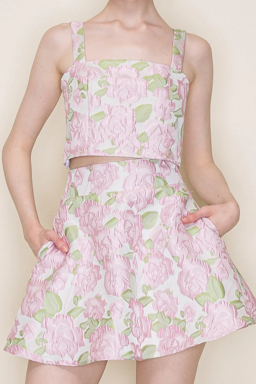 floral brocade a line mini skirt
