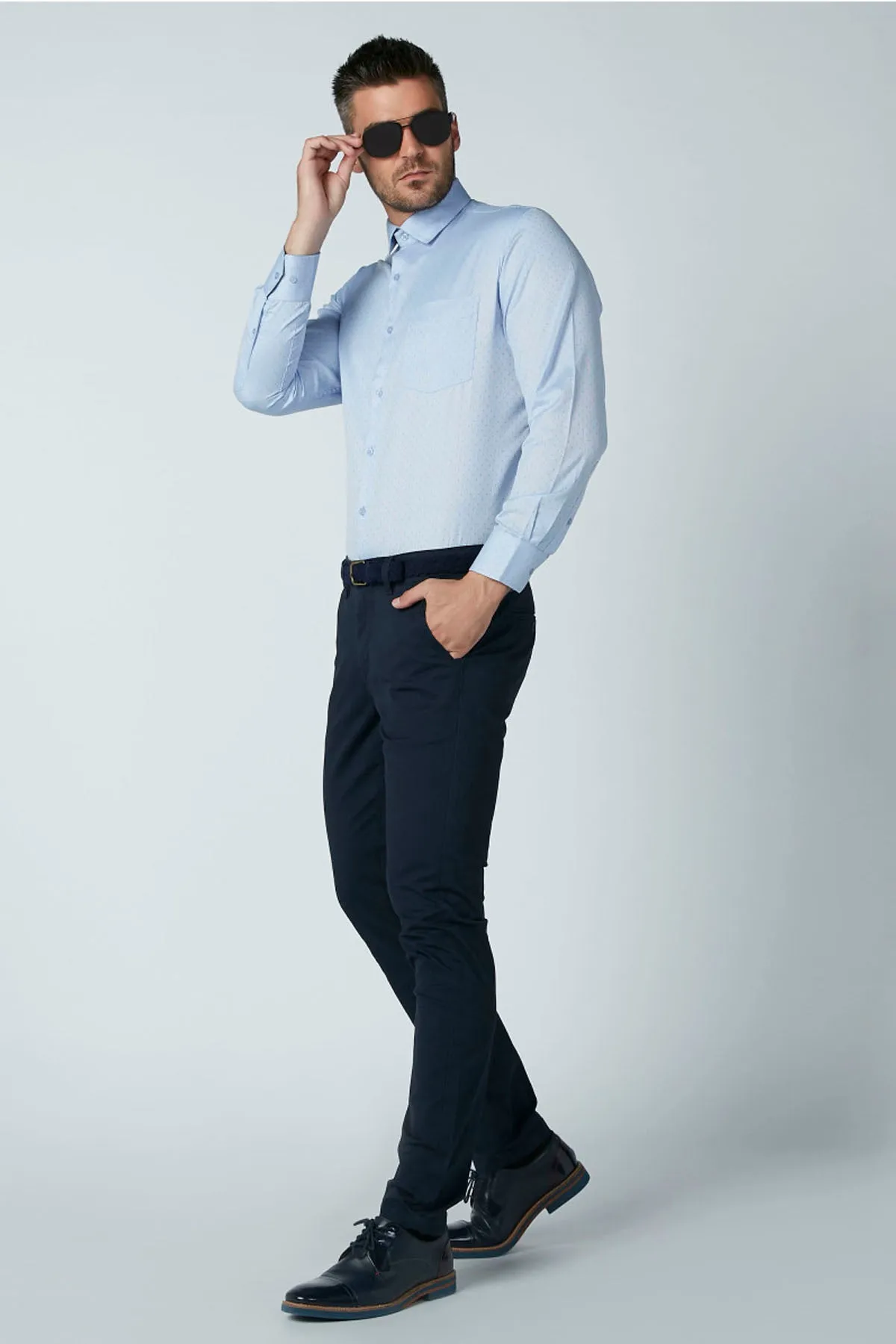 Full Length Plain Chinos with Pocket Detail and Belt Loops