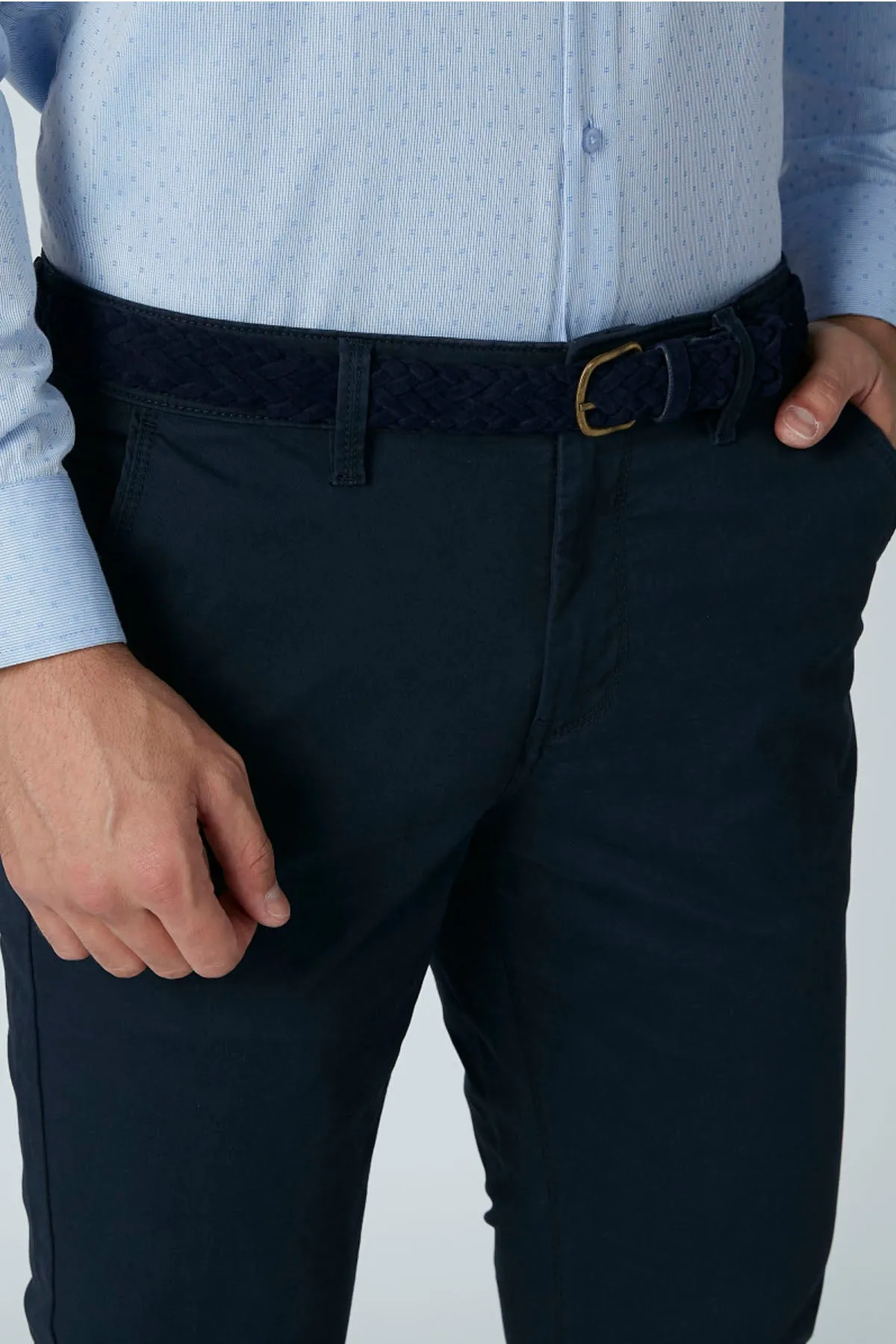 Full Length Plain Chinos with Pocket Detail and Belt Loops