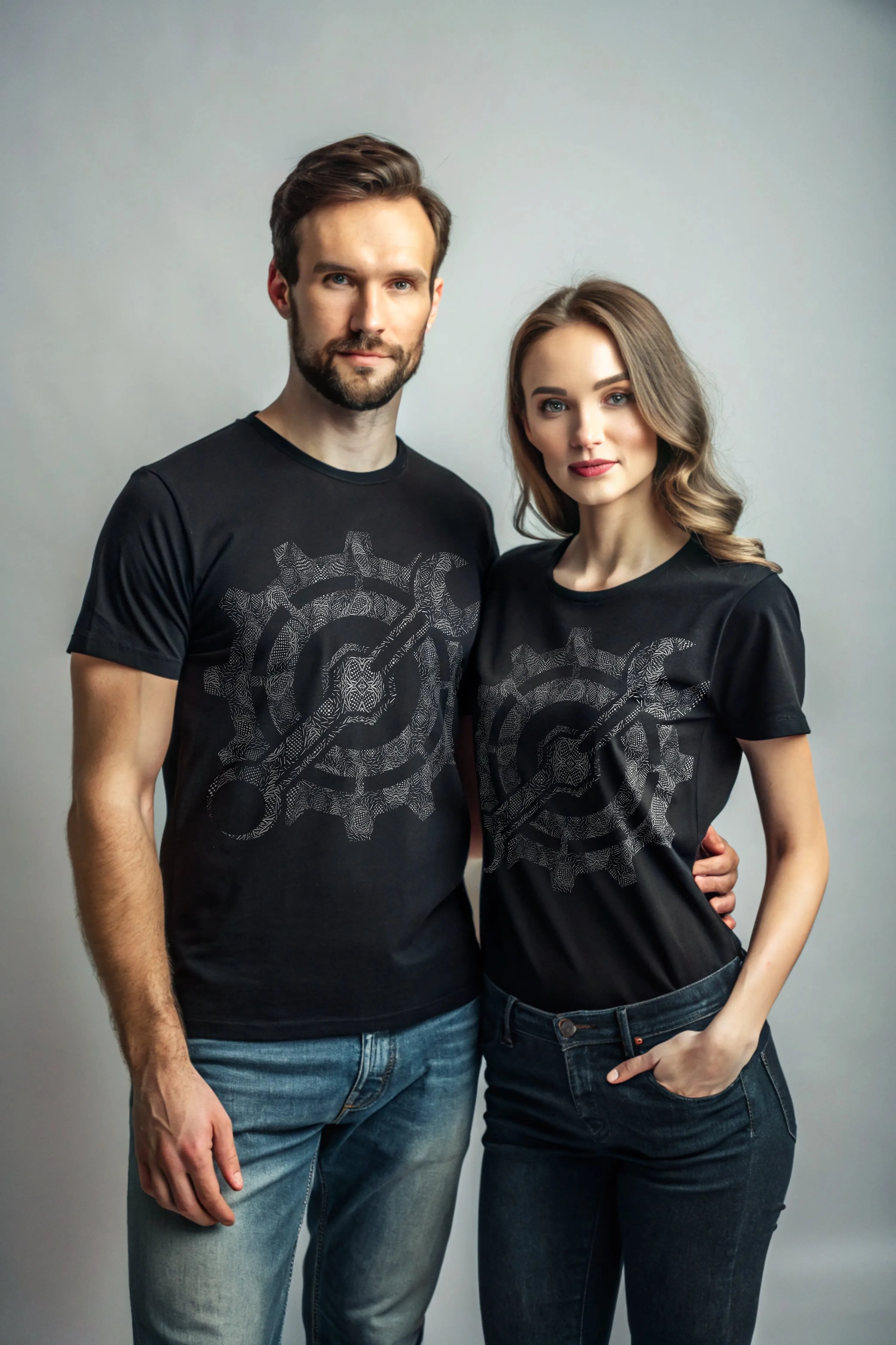 Gears and Graphite T-Shirt - 100% Cotton Crewneck Half Sleeve