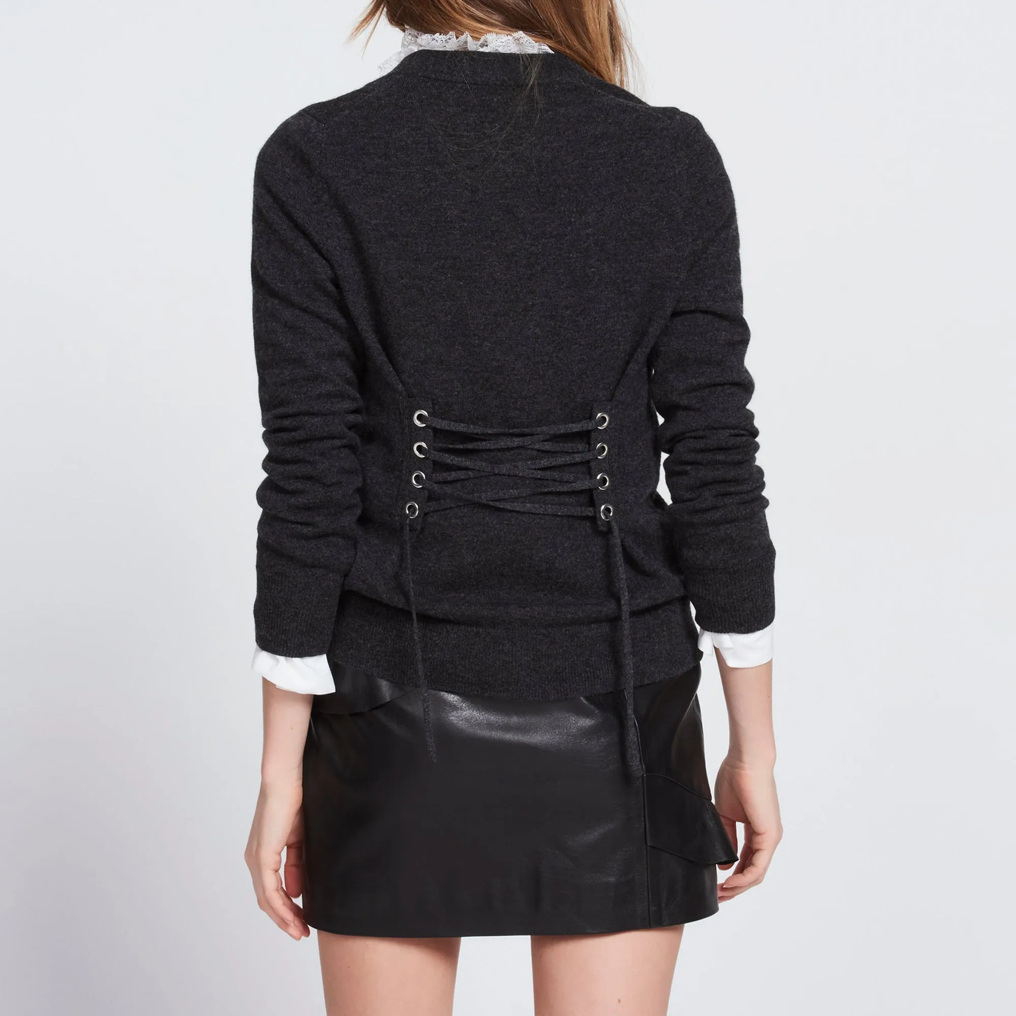 Gilet en laine et cachemire effet corset
