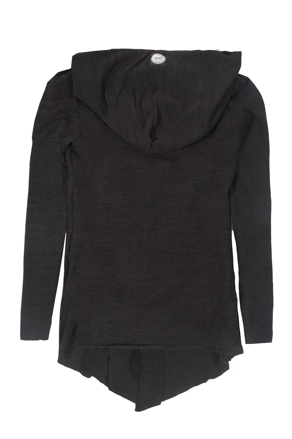Gilet long capuche chiné noir 421CV