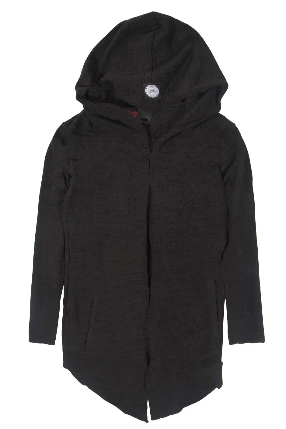Gilet long capuche chiné noir 421CV