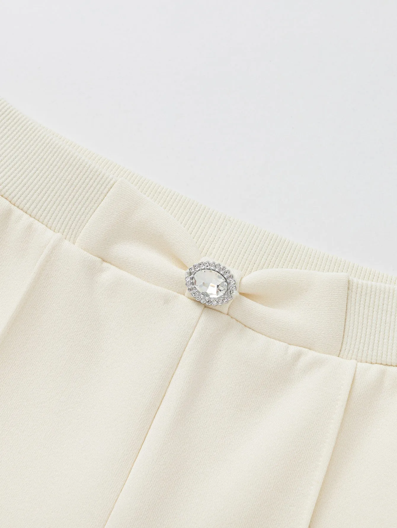 Girls' Toddler White Bow Tie Diamante Embellished Pants