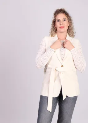 Grace & Mila Nommy gilet met strikceintuur off white