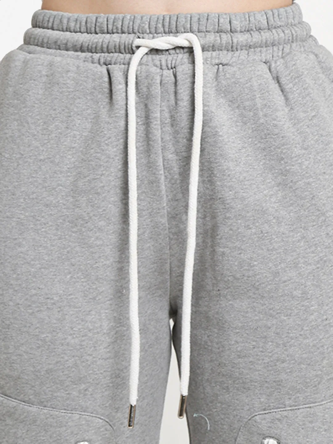 Grey Melange Zipper Utility Cargo Jogger
