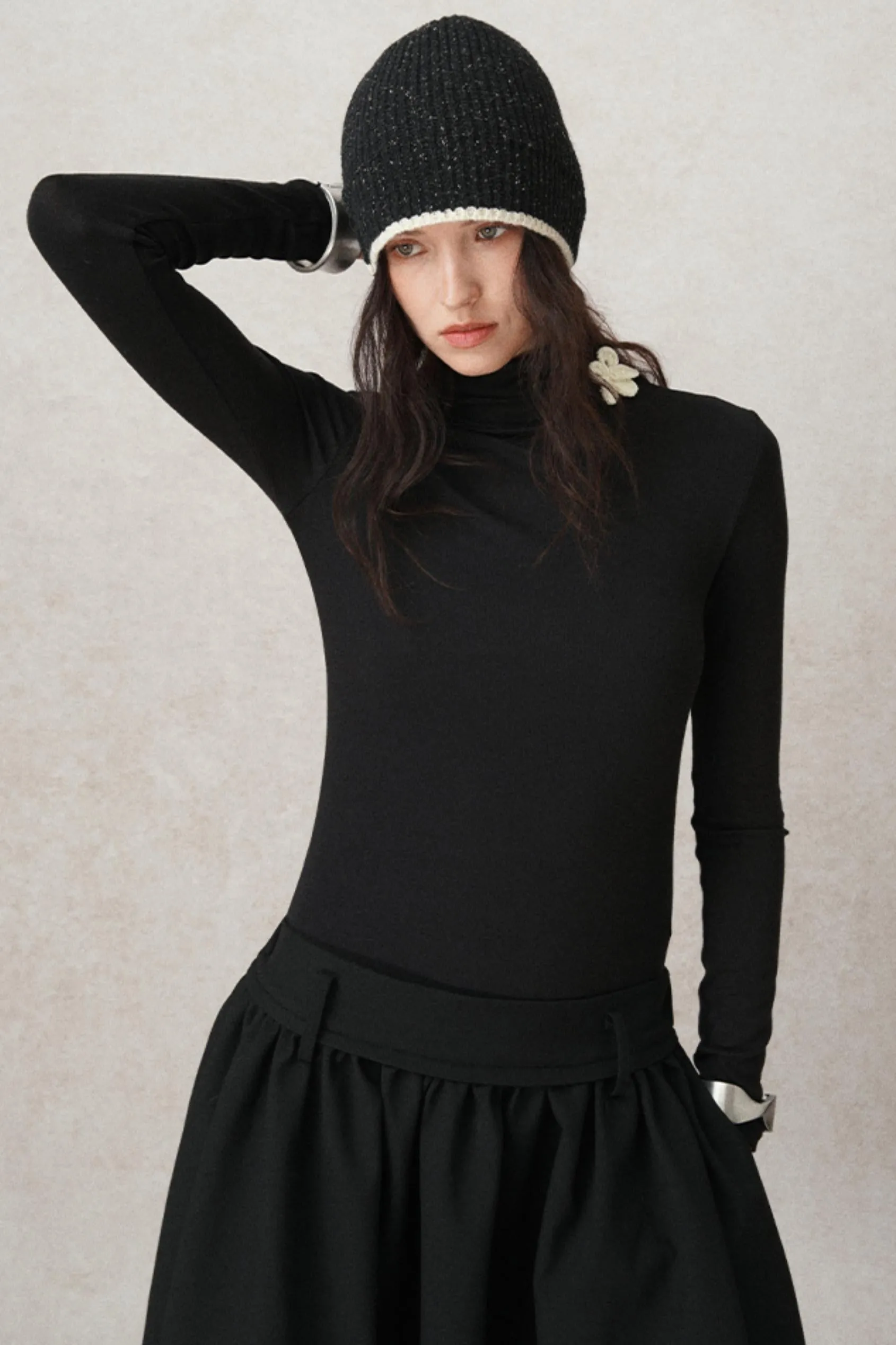 Handmade High-Neck Wool Base Layer Top