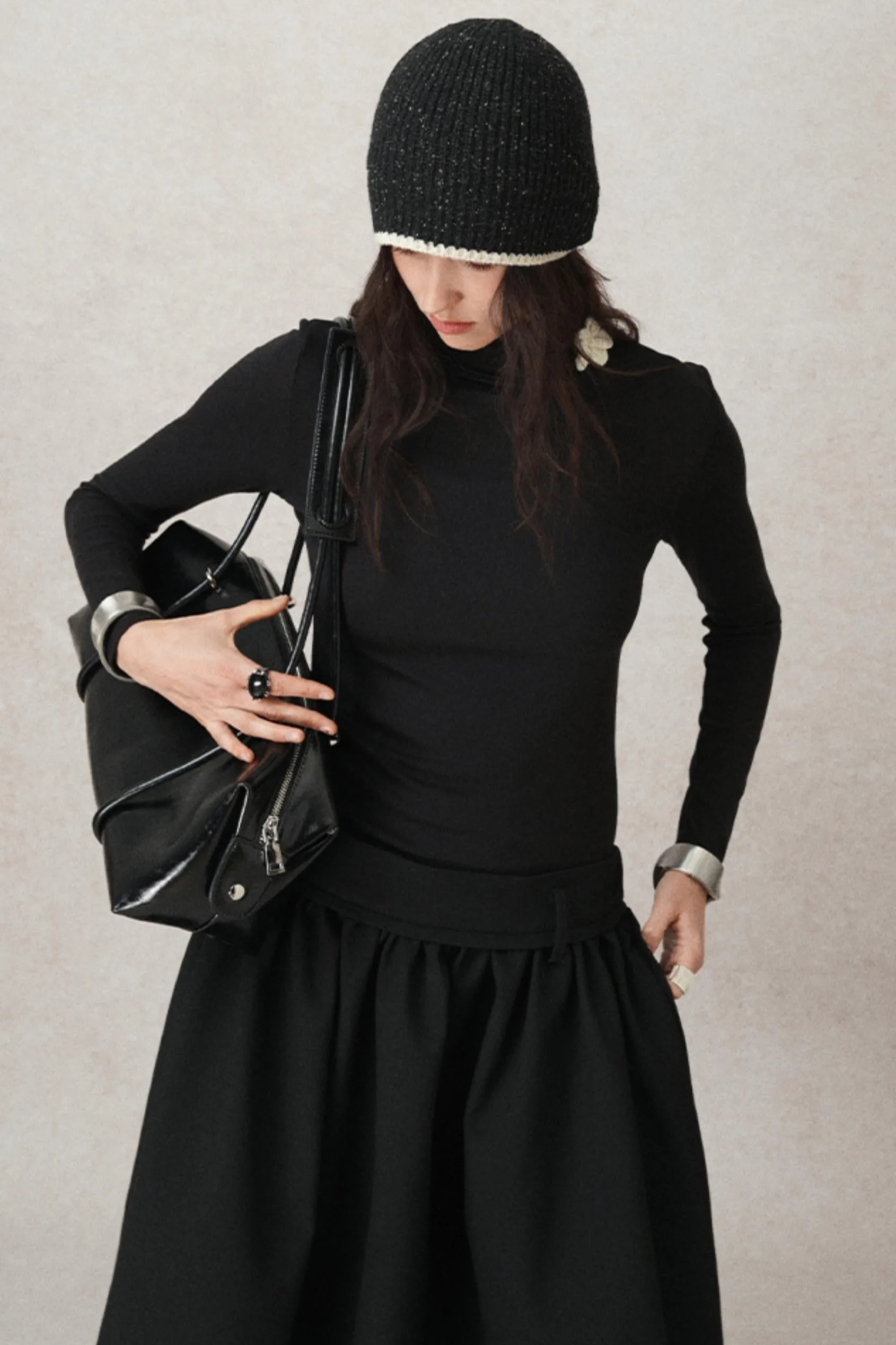Handmade High-Neck Wool Base Layer Top