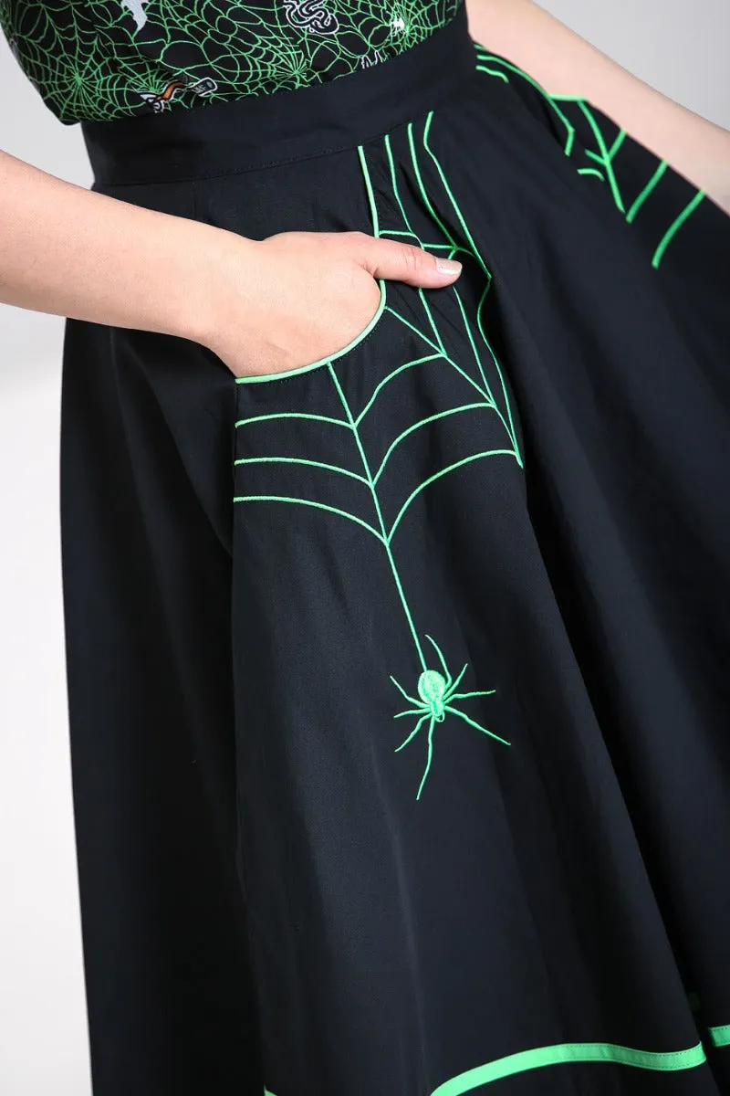 Hell Bunny Miss Muffet 50's Skirt - Black & Green
