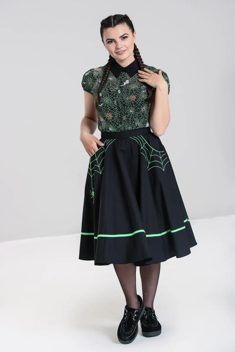 Hell Bunny Miss Muffet 50's Skirt - Black & Green