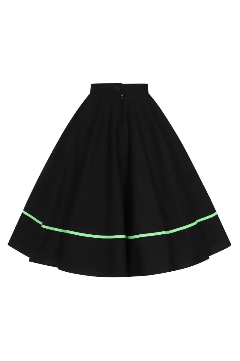 Hell Bunny Miss Muffet 50's Skirt - Black & Green