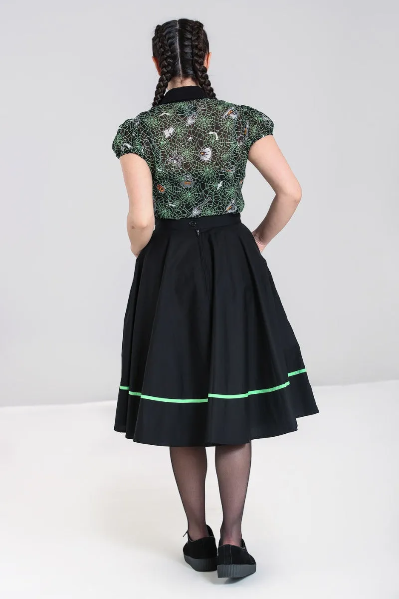 Hell Bunny Miss Muffet 50's Skirt - Black & Green